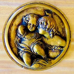 Vintage 1950’s Painted Plaster Plaque from Rudolf Lesch Fine Art Gallery EUC